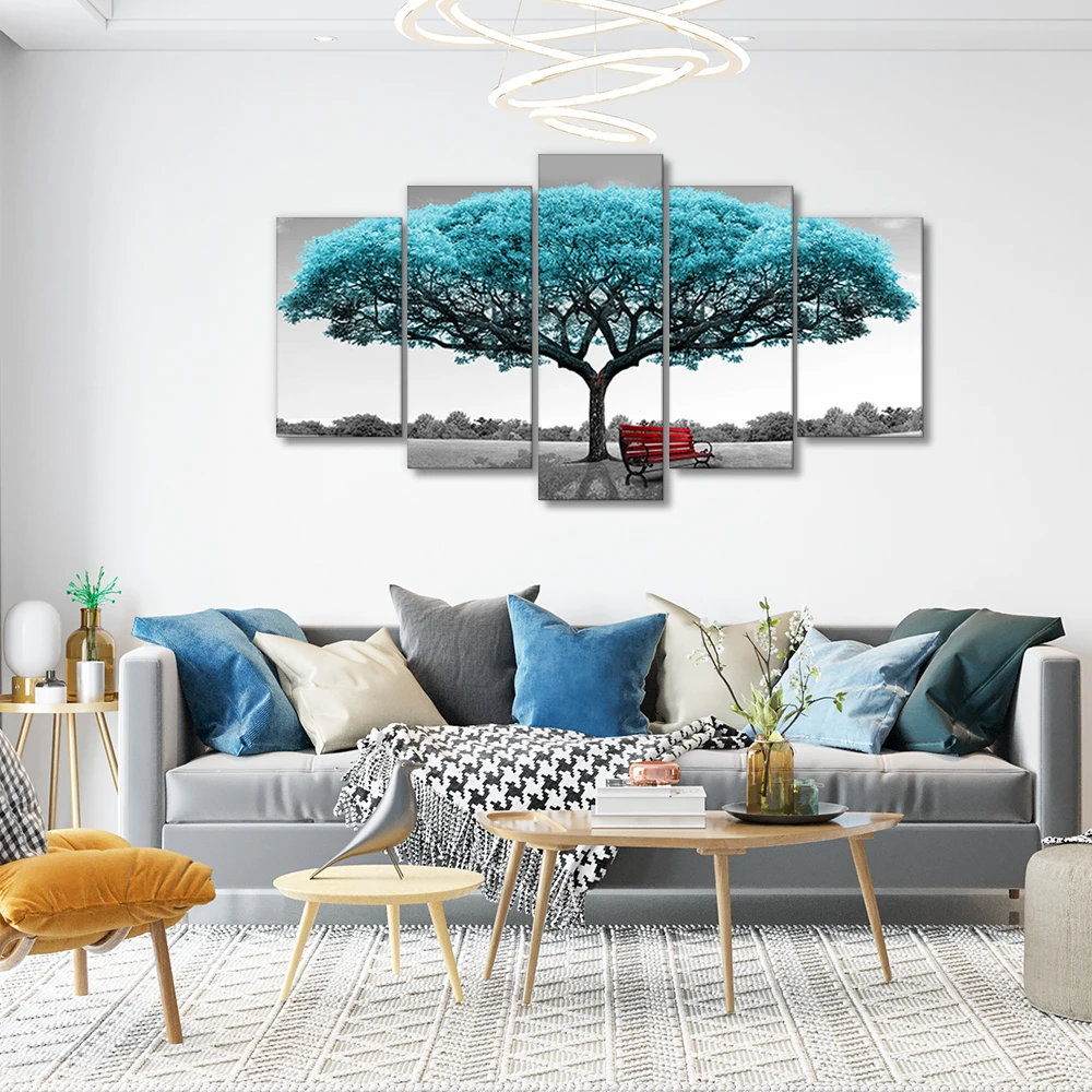 Modern 5 PCS Canvas Landscape trees Painting canvas Wall Art For Home Decoration