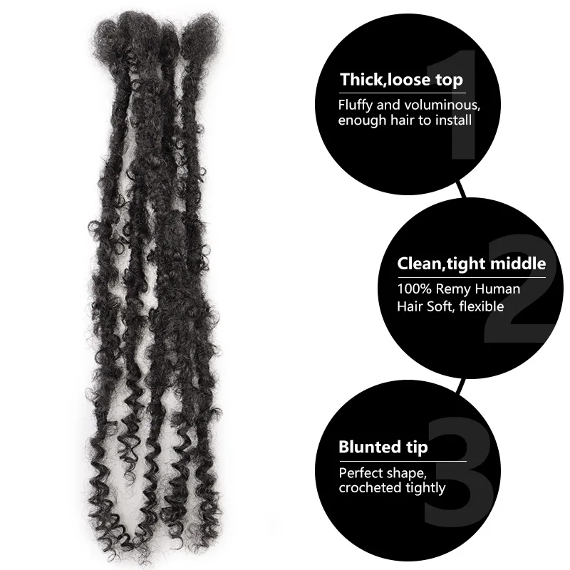 Jiffy Hair 100% hand made curly ends natural human hair afro kinky bulk butterfly locs