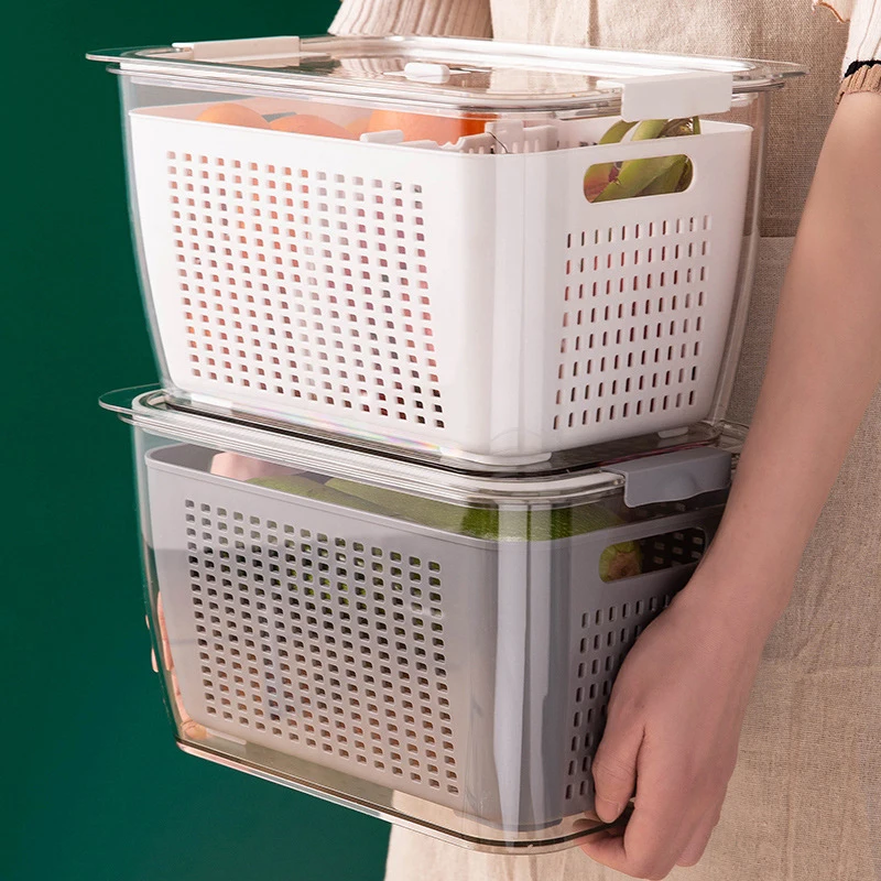 Hot Sale 5.8L Plastic Refrigerator Storage Box Food Storage Container Refrigerator Container Fruit Vegetable Storage with Lid