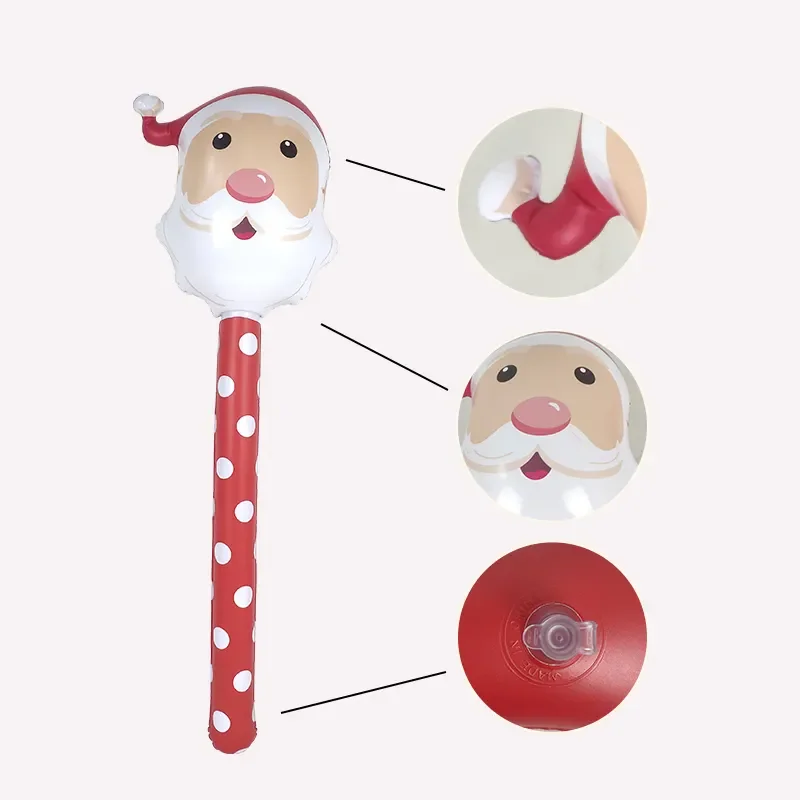 Hot sale inflatable Christmas Stick Christmas Ornament Inflatable Santa Claus Stick Inflatable Hammer Toys For Kids
