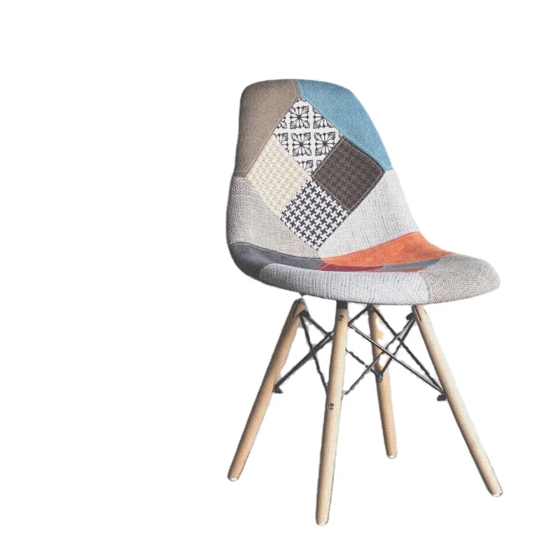  Обеденный стул в форме ракушки из скандинавской ткани с деревянными перекрестными ножками