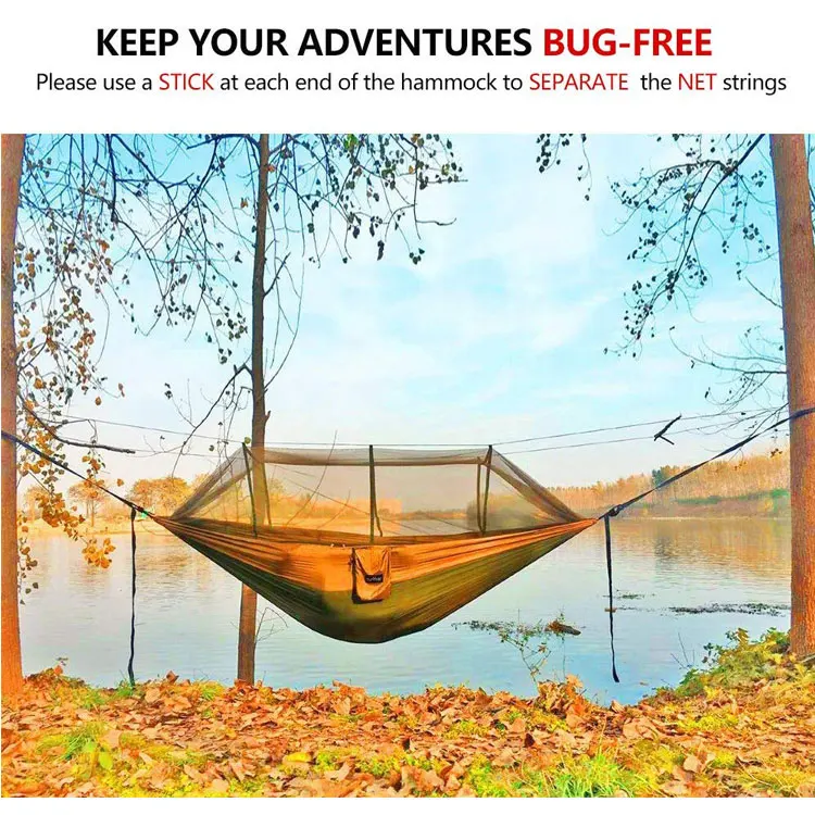 
10ft durable nylon double camping hammock with straps, best sellers camping hammock with net 