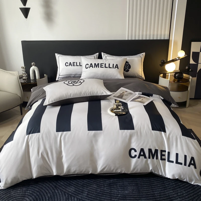 Luxury double sided natural healthy friendly printing dyeing silver cool popular lyocell tencel bedsheet bedding set