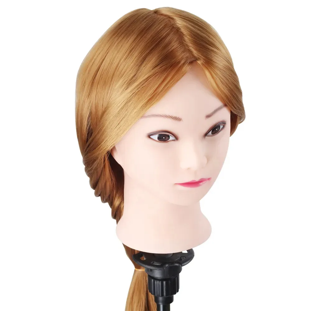 Gold and Black Color Training Head with 18 to 30 inch Synthetic Hair Manikin Mannequin Heads for Barber and Salon