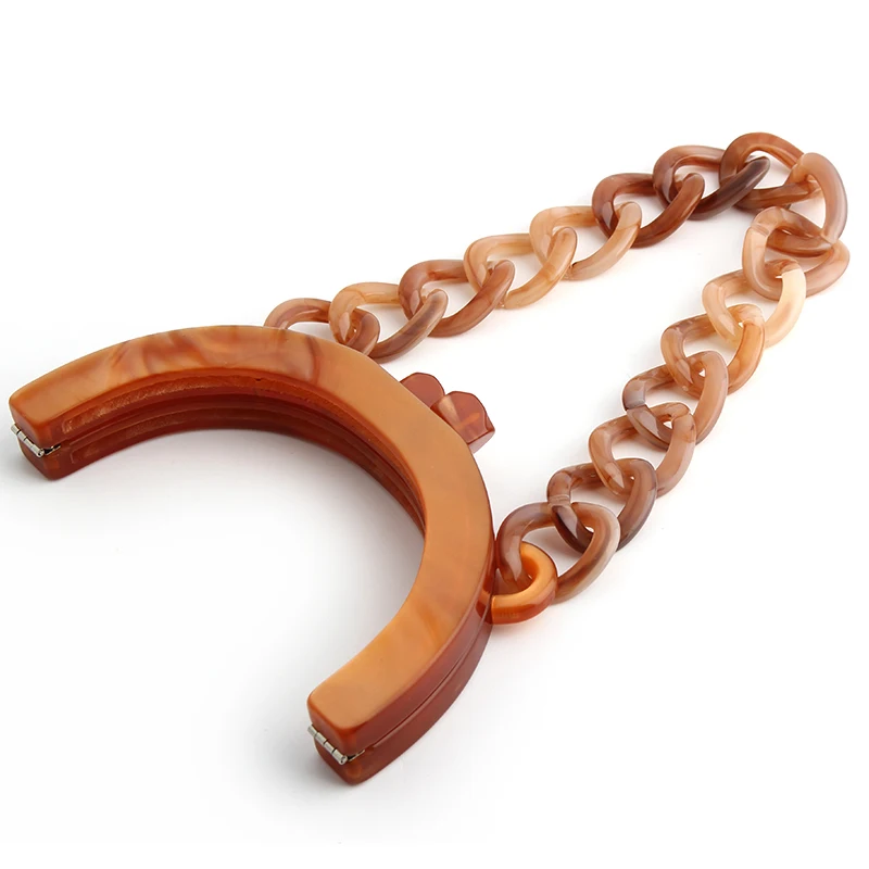 Nolvo World High Quality Fashion 15*9cm Acrylic DIY Top Handle Kiss Lock Resin Clutch Purse Frames Handbag Chain For Bags