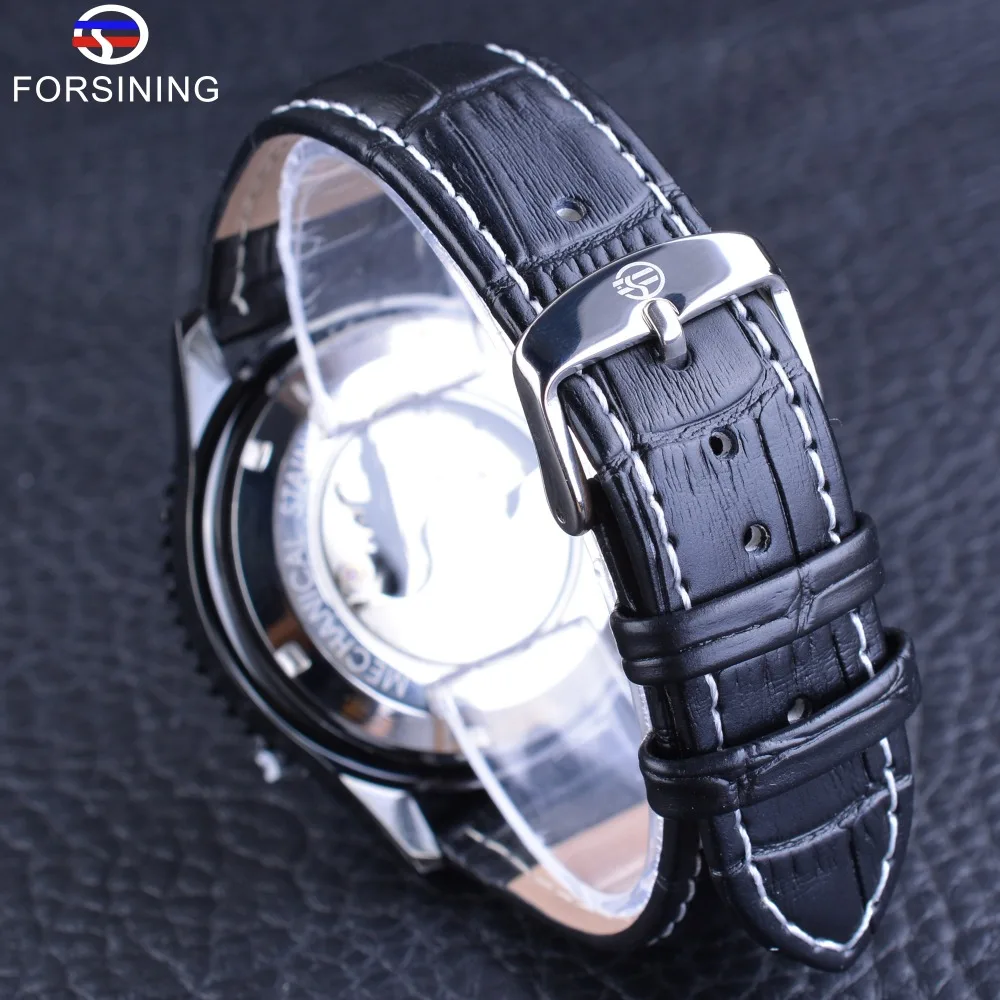Forsining Tourbillion Moonphase Design Genuine Leather Strap Men Automatic Watches The Best Luxury Brand Mechanical Watch Clock