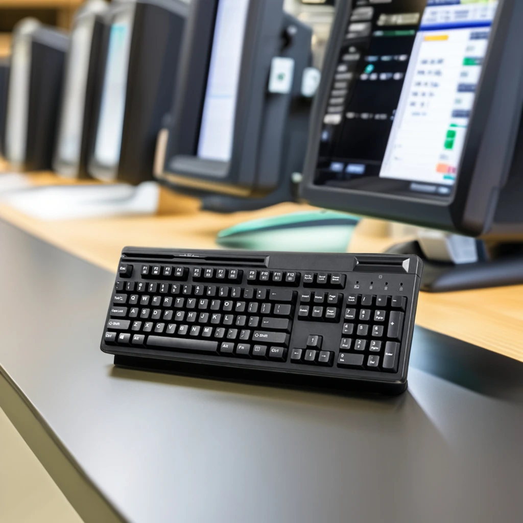 High Quality 104 Keys Point of Sale Membrane Pos Keyboard with SCR & MSR Features for Pos Terminal