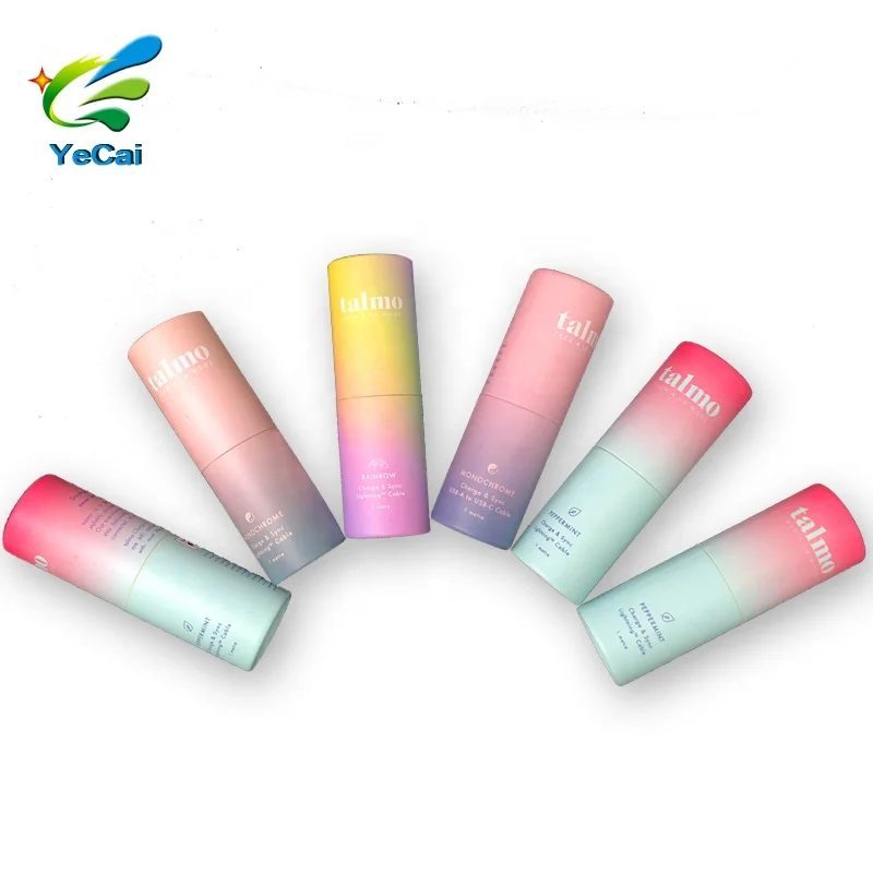 Custom printed eco friendly round cardboard electronic product USB flash drive paper tube packaging for data cable USB