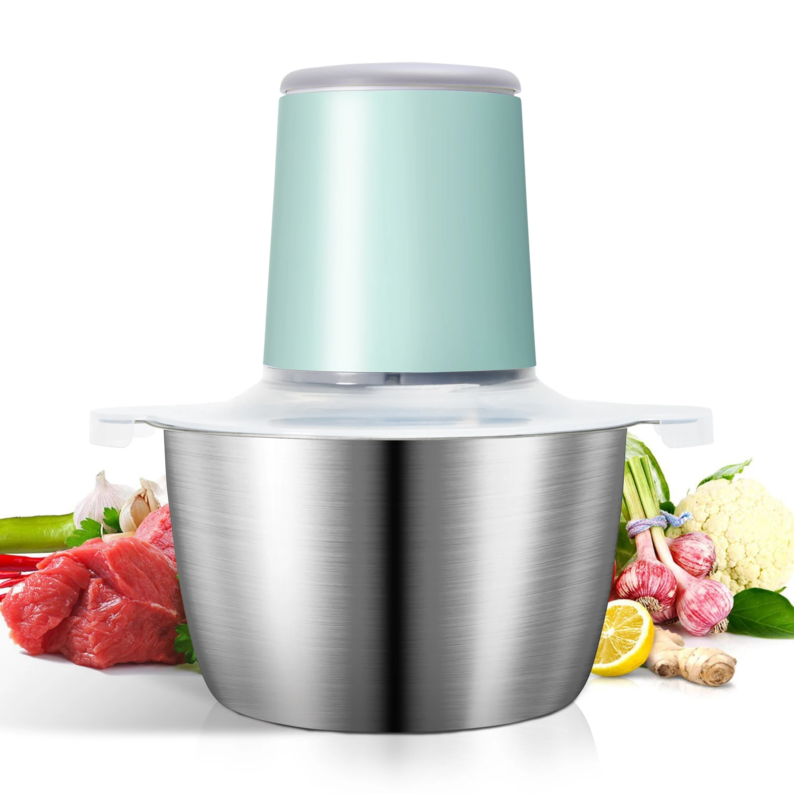 USB Electric meat grinders  Food Chopper Stainless Steel 2L Food Processors Meat Blender for Meat, Vegetables, Fruits and Nuts