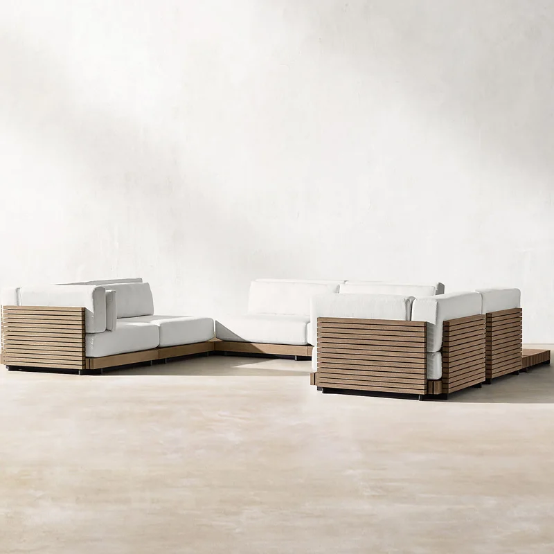 hotsale all weather waterproof solid teak wood sectional outdoor conversation set