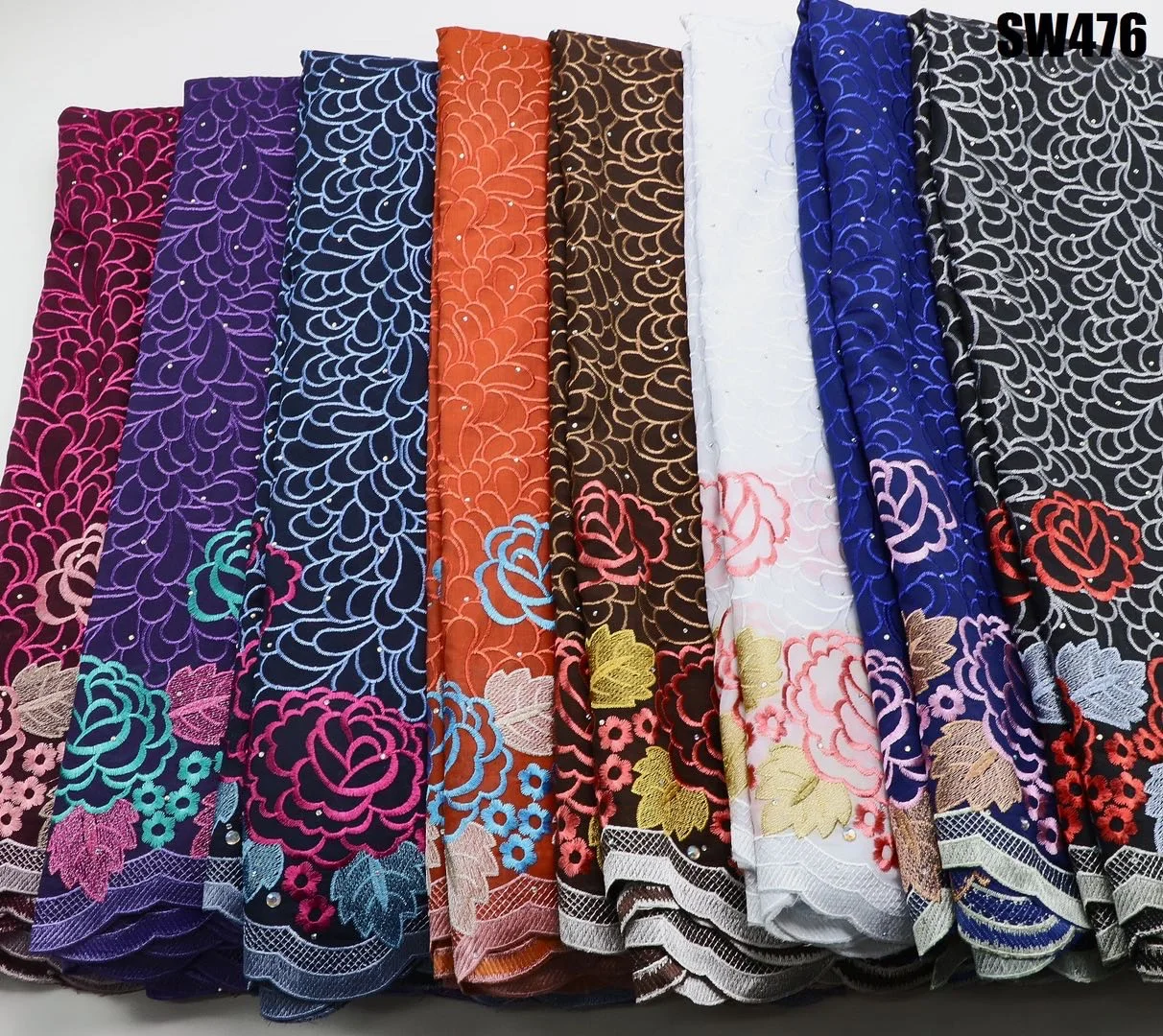 Voile Fabric Dress Cotton African Style Garment Fashion Elegant brown color dry lace cotton fabric