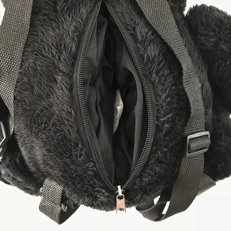 
Black bear stuffed animal storage bag backpack teddy bear plush toy 