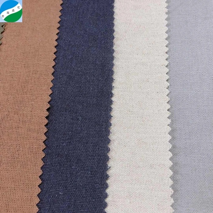 Hot selling stock lot fabric wholesale woven cotton linen blended plain dyed stock fabric