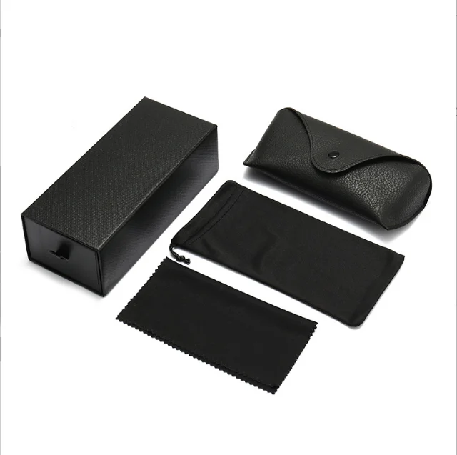 Wholesale Leather Sunglasses Case Custom Logo Promotional Paper Storage Box Set Premium Case for Sunglasses Packaging with Cloth