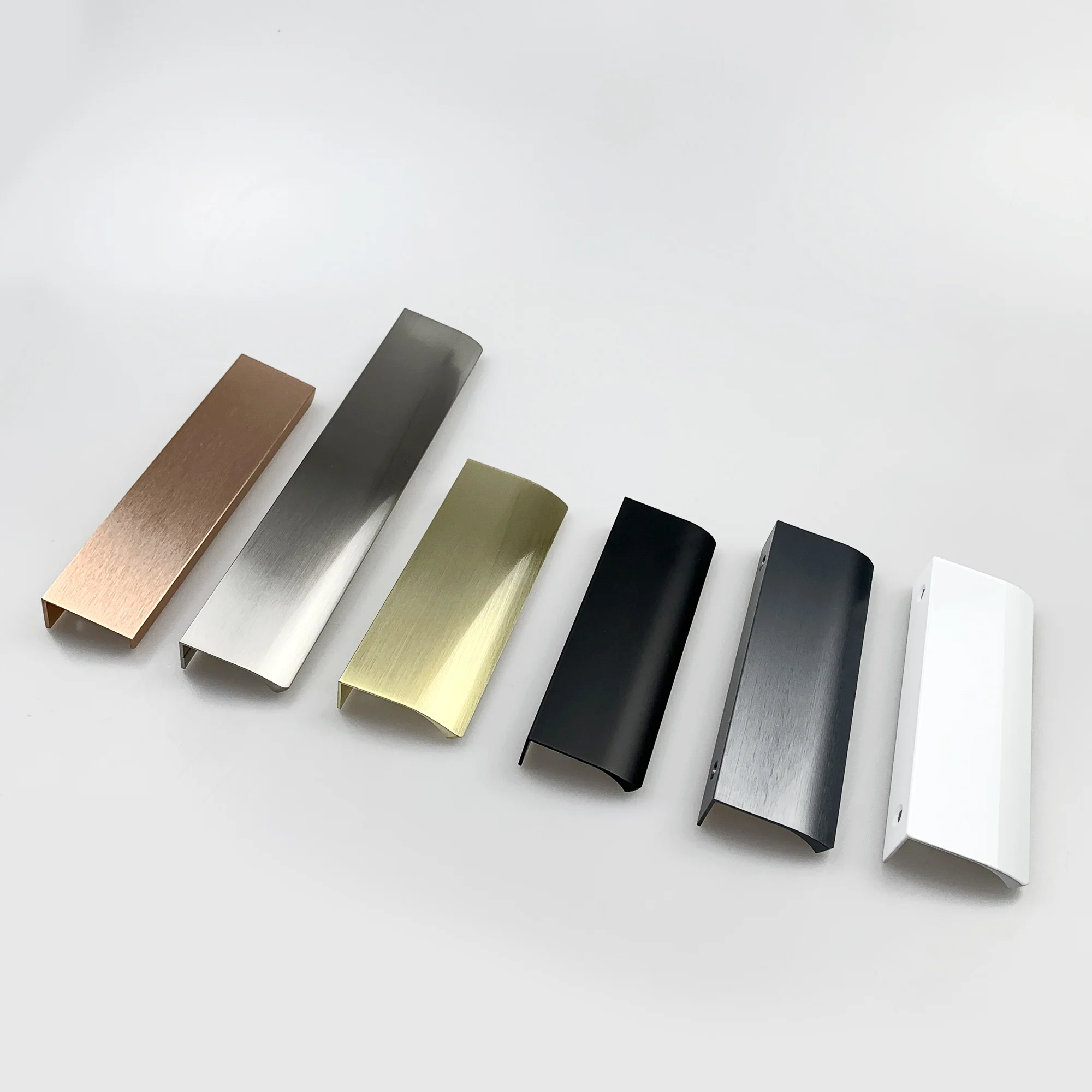 Modern Concealed Furniture Cabinet Door Finger Pull Aluminium Customized Color Edge Cabinet Handles