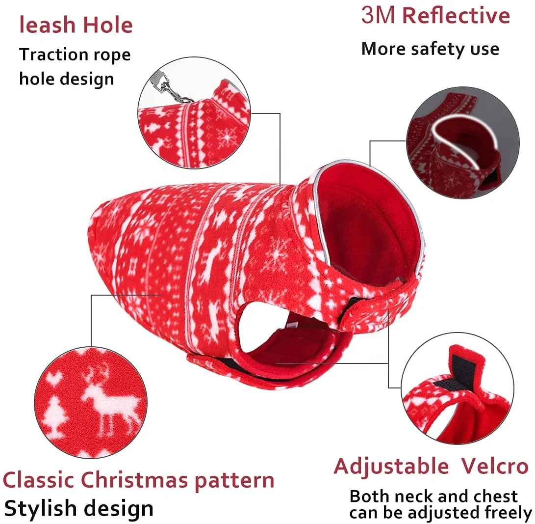 Reversible Pet Christmas Clothes Warm Vest Christmas Clothing Coat Year Costume for Puppy Chihuahua Dog New Anhui Fleece Winter