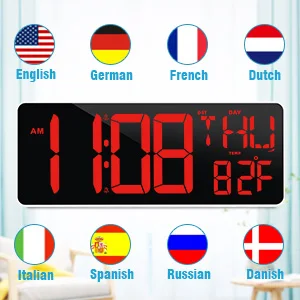 Stylish ABS Electric LED Calendar Tabletop Wall Clock with Dual Alarms Countdown Timer Displaying Temperature Trend