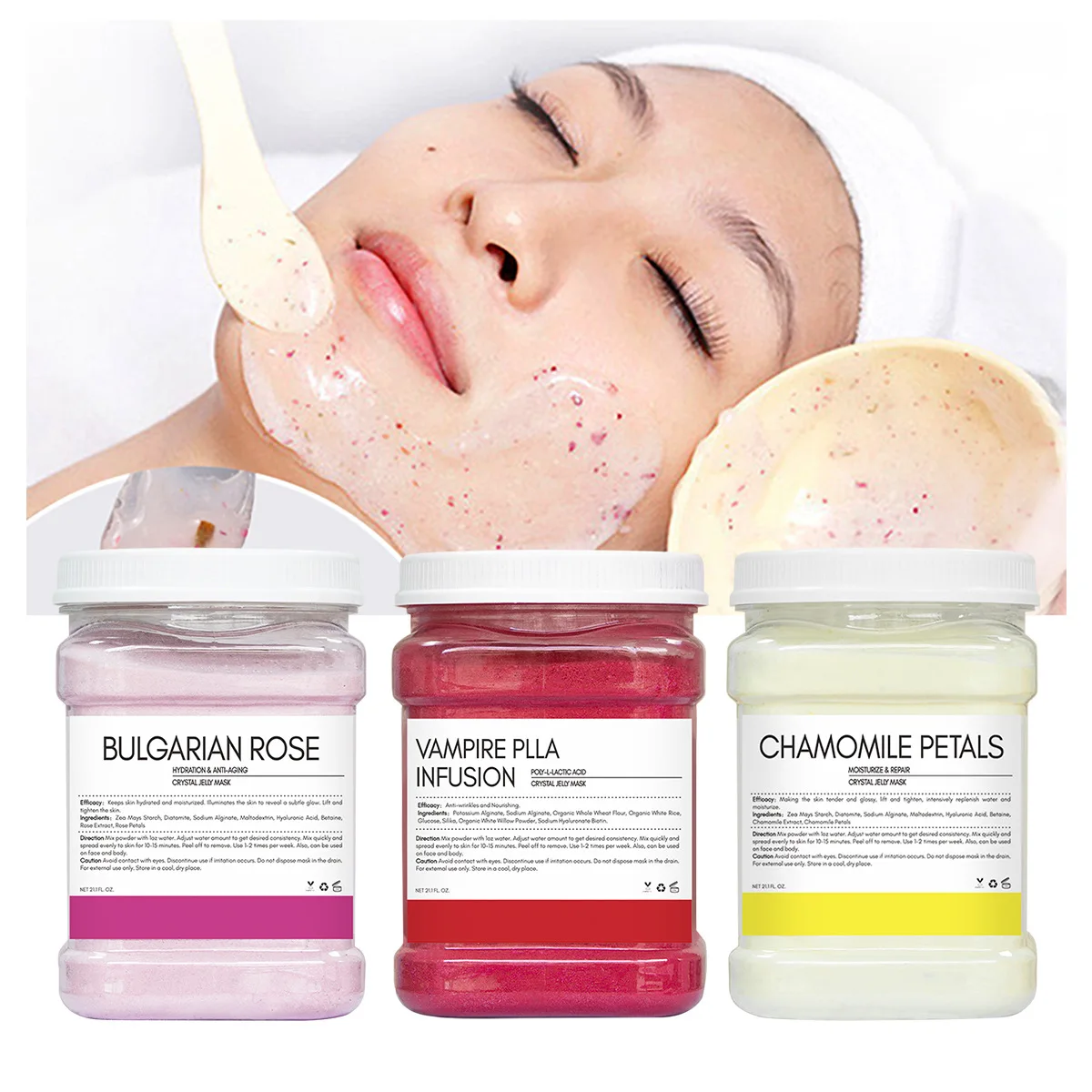 500ml 24k gold Facial moisturizing brightening rose powder mask jar Skin care clean face & body mask jelly mask powder