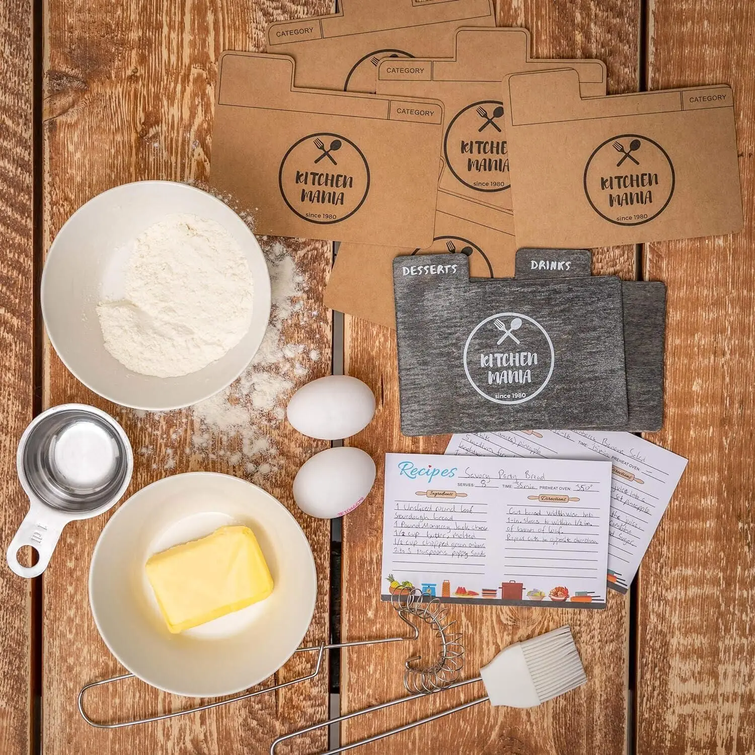 Wooden Vintage Recipe Box with Card Wooden Partition Vintage Style Set with 50 Recipe Cards as a Gift for Women