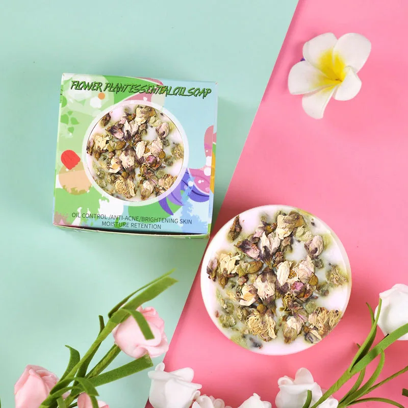 Dried flower aromatherapy soap Private Label Customization Organic handmade soap Round Whitening Soap Bar