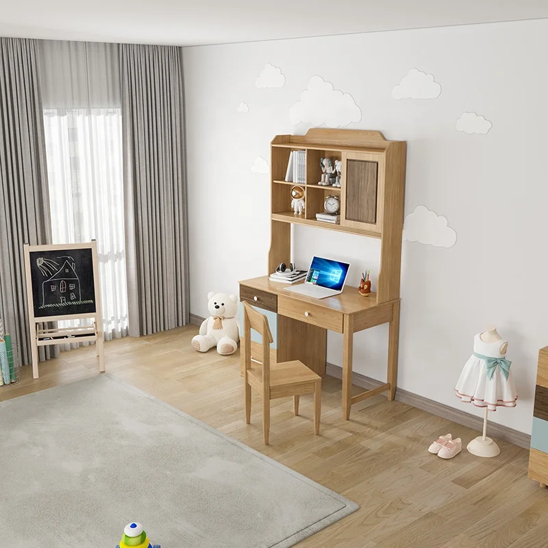 Wholesale Customized boy or girl kids children bedroom furniture beds wood kids bed Set with 3-door wardrobe desk and bed