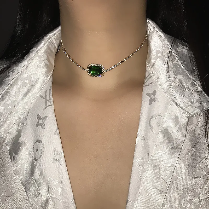 custom pink crown Emerald gemstone tennis chain necklace diamond tennis necklace jwelleries necklace