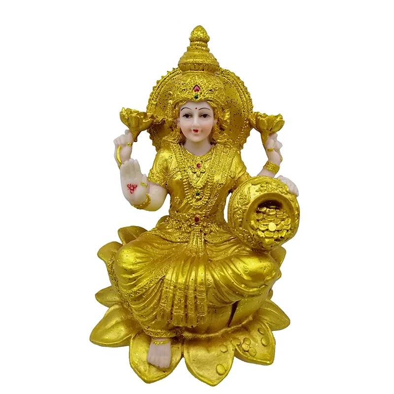 Indian Gods Hindu Goddess Golden Figures Hindu Religious Laxmi Lakshimi Home Decoration Statue