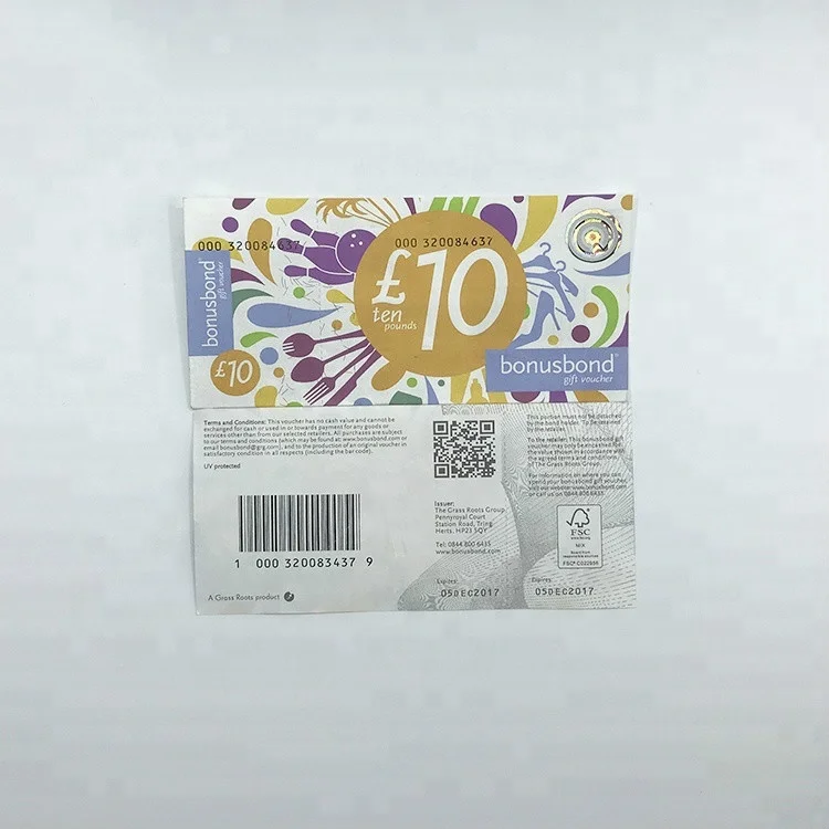 
Unique codes printing paper discount coupon 