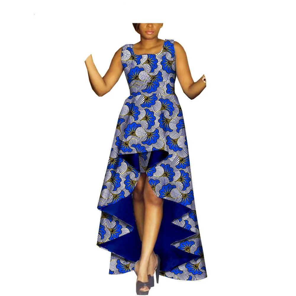Africa Clothing Wholesale Floral Print Women Deep V-Neck Swallow-tailed skirt Dress  African Women