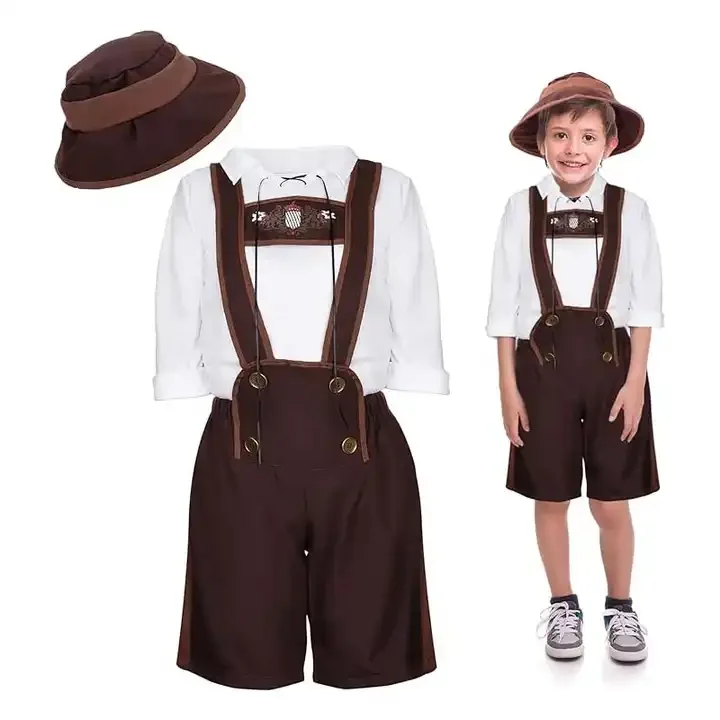 Kid Girls Dirndl Dress Boys Lederhosen Costume Oktoberfest Party Costumes