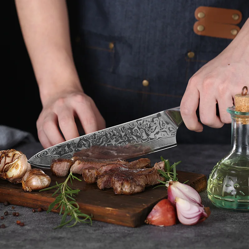 2024 New Product Ideas Damascus Steel Knife 8pcs Set 67-layer Handmade Damascus Steel Knife Japanese VG10 Steel Core