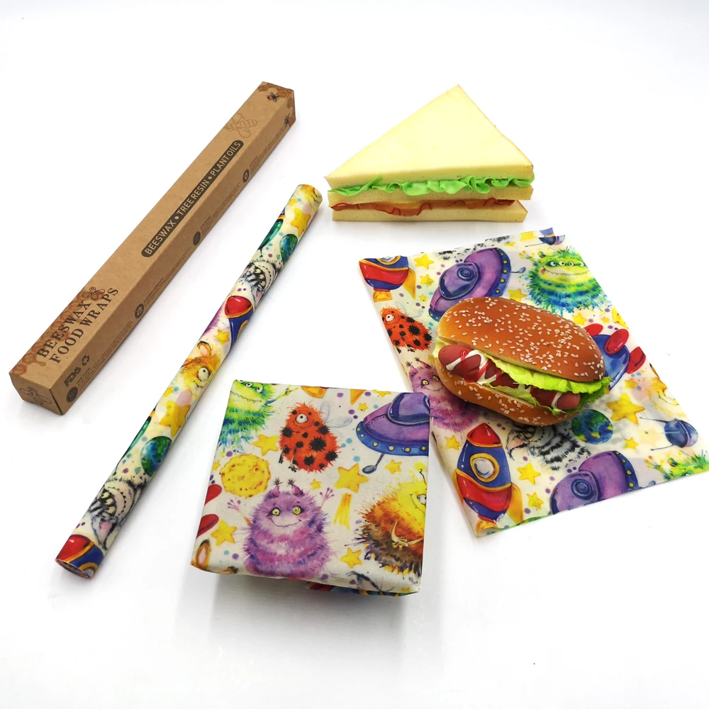 Reusable Beeswax Cloth Wrap Food Fresh Bag Lid Cover Stretch Lid Jungle Party Bees Wax Wrap