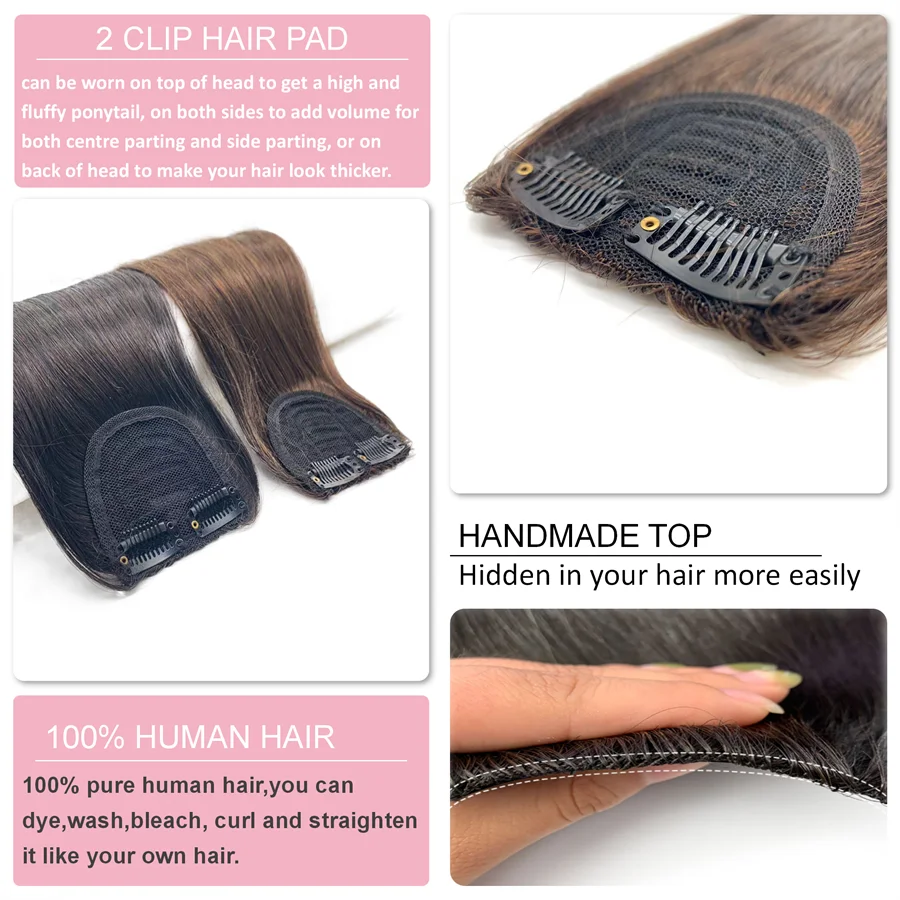 Invisible Clip in Real Hair Extensions for Hairpieces for Thinning Hair Extension Clip Hair Pads
