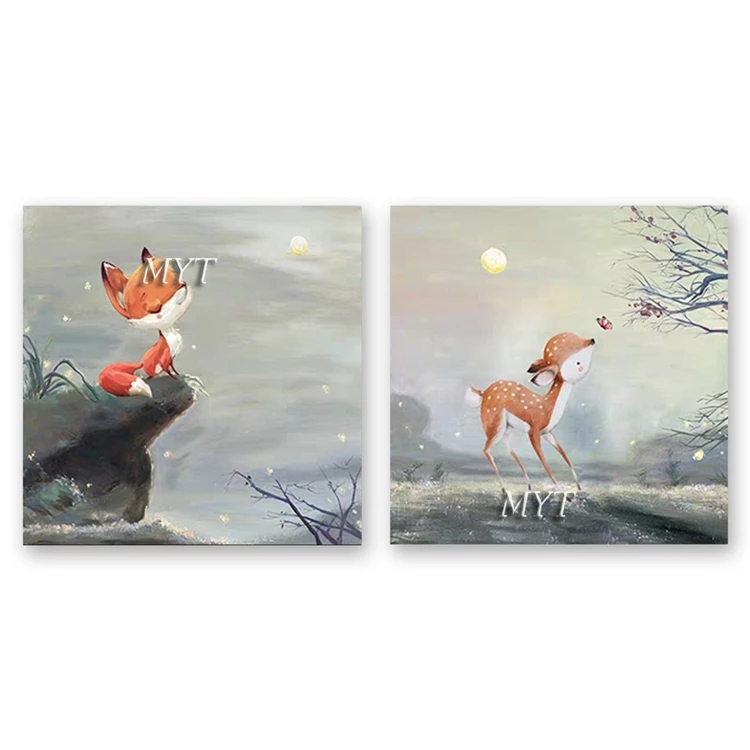 Kids Room Decor Animal Paintings Canvas Deer Picture Oil Painting Abstract Wall Art