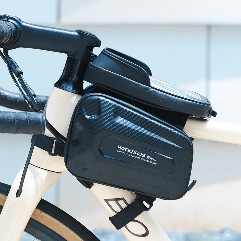 ROCKBROS Waterproof Bike Phone Front Frame Bag Touch Screen MTB Road Cycling Upper Pipe Bicycle Phone Bag Tube Bag