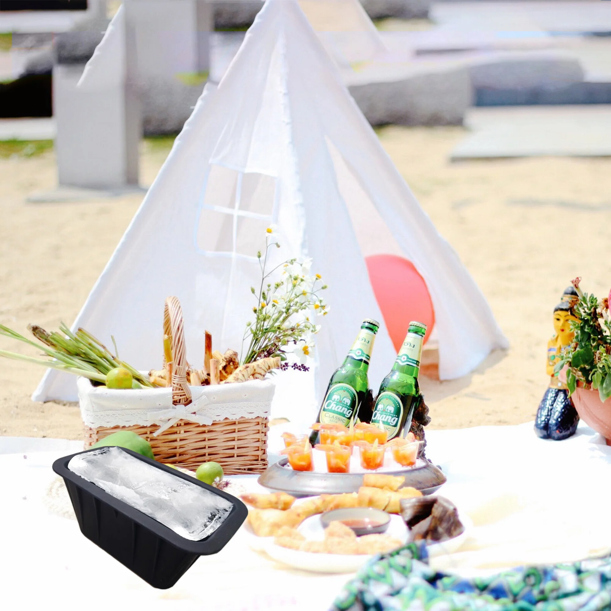 Sevenlots Extra Large Ice Block Mold Silicone Ice Block Mold Ice Bucket For Freezer,Cooler,Reusable Large Ice Cube Tray