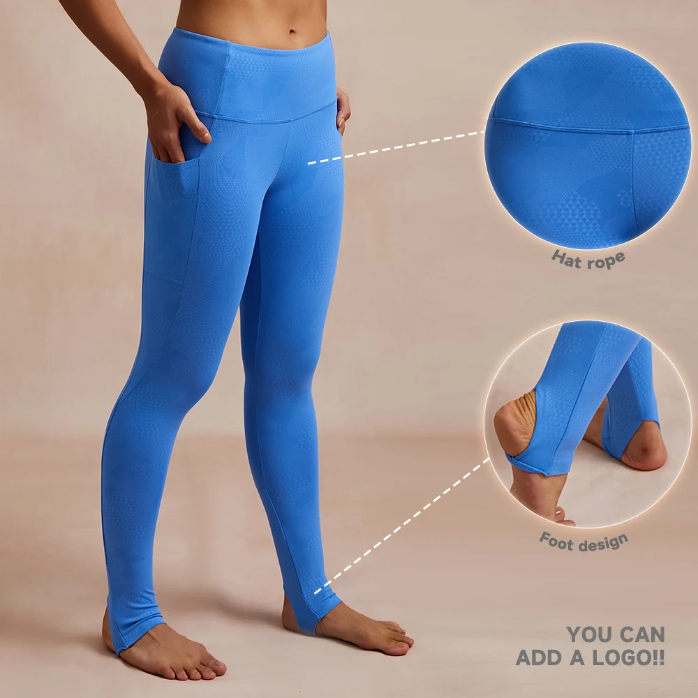 Luckpanther Breathable Women High Waist Step On Embossing Process Leggings Slim Bodybuilding Women Leggings With Pocket