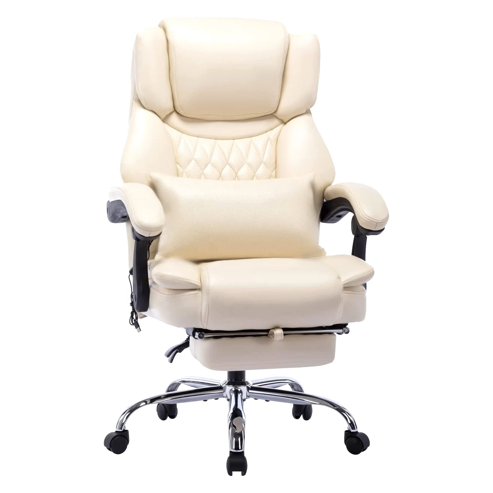 High Quality Modern Luxury Libya White Boss Computer Reclining Chair Massage Gaming Office Chair with Massage Lumbar Support