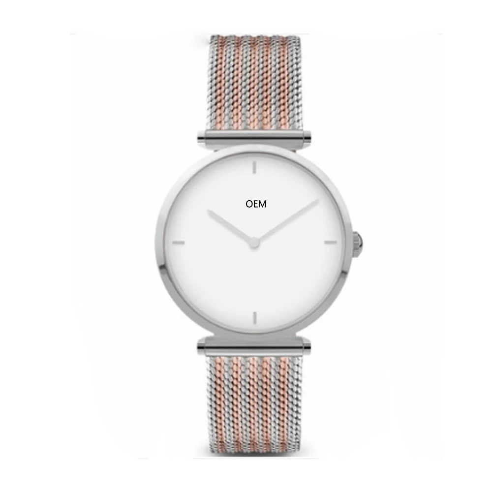 Часы наручные женские из нержавеющей стали элегантные модные простые кварцевые с плетеным металлическим ремешком меньшим количеством света