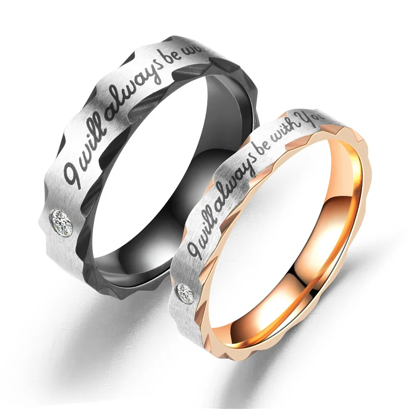 New popular fashion stainless steel inlaid zircon lettering ring gear lace ring couple ring fashion jewelry