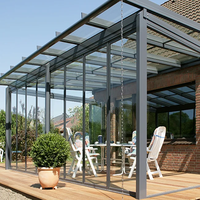 Aluminum Pluxurye Balcony Polycarbonate Portable Glass Solarium Free Standing Used Sunroom Tulle Dress Metal Custom Made 5 Years