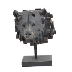 Home Furnishing Articles Design Black Bear Head Piece Figure Resin Statue