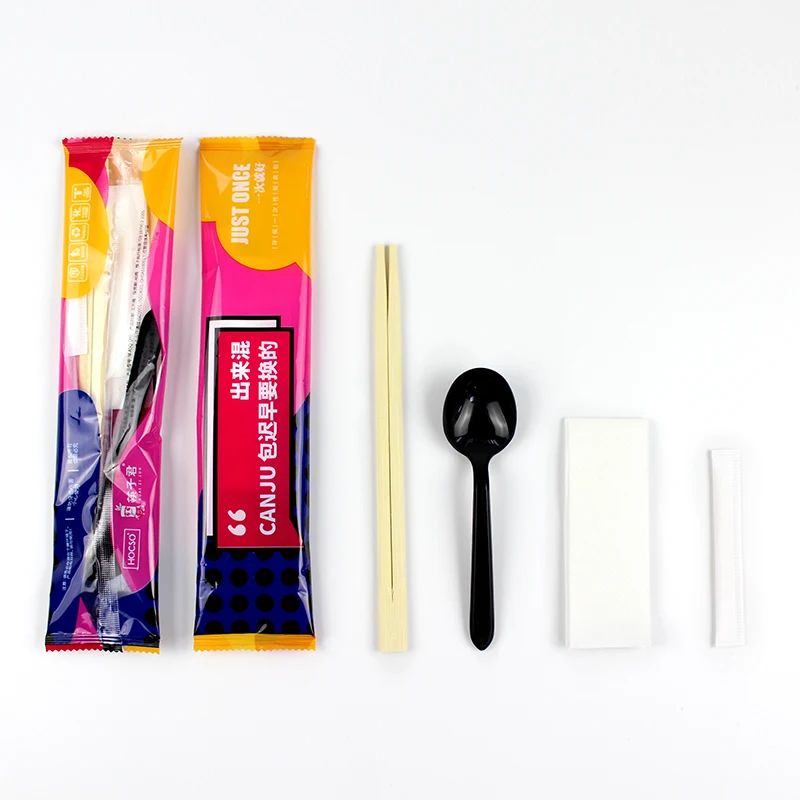 
Individual wrapped Cutlery Disposable Chopsticks Spoons set Customized 