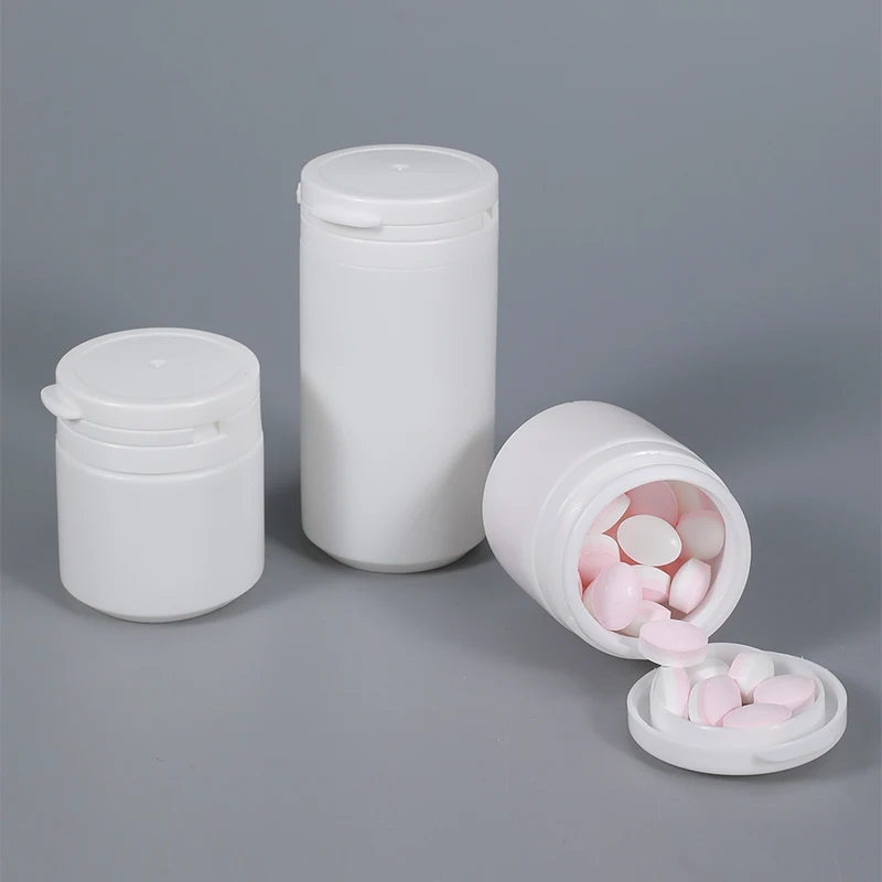 Empty Plastic Chewing Gum Bottle With Tear Off Cap Packaging Container