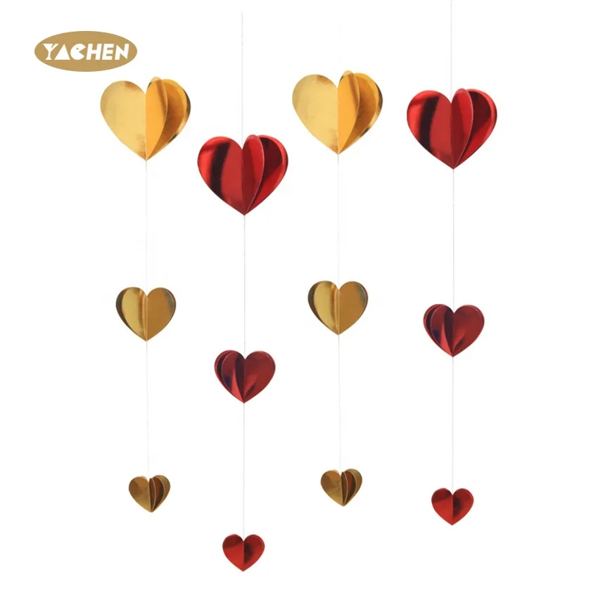 YACHEN Sale at a loss 3d-imensional love heart shape paper hanging ornaments decoration for wedding supplies