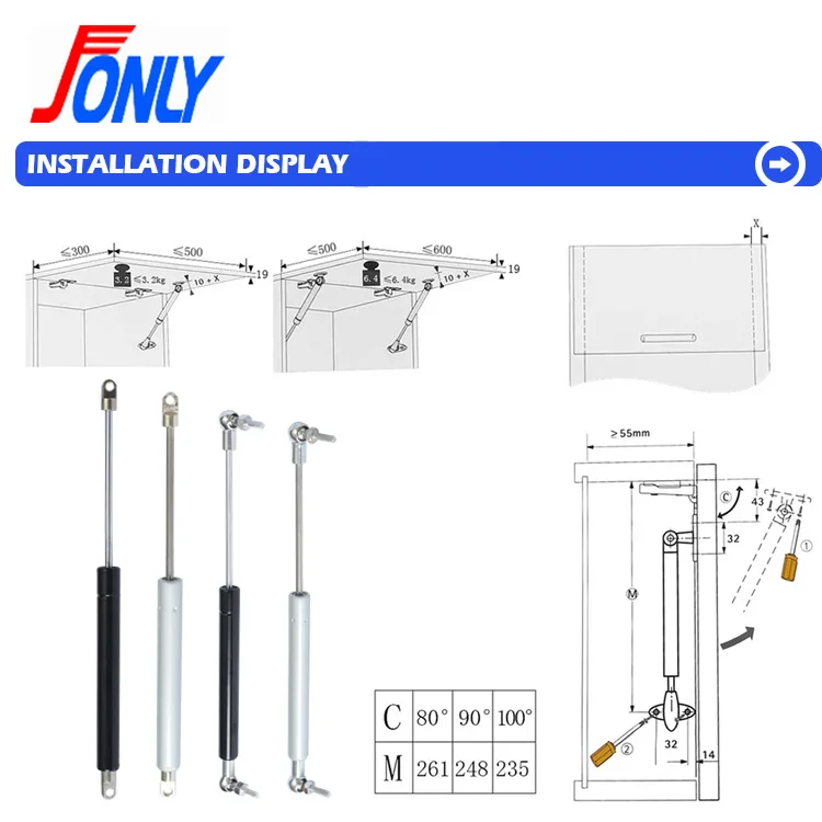 JONLY Easy Installation Adjustable 200n Stainless Steel Table Support Lift Micro Gas Spring