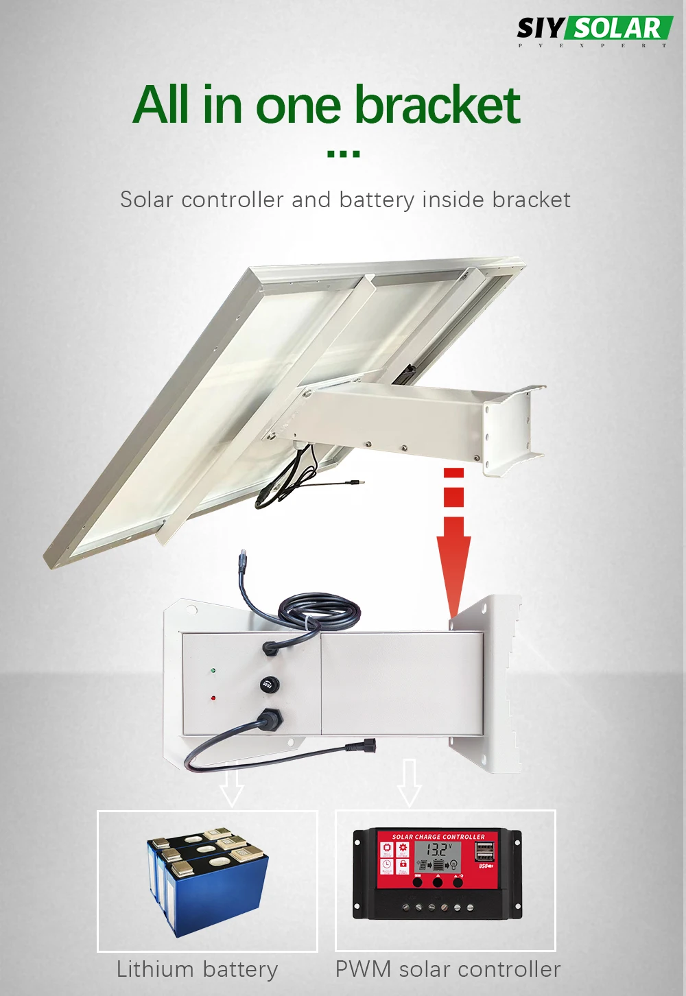Solar Supply System PV Power Generation Lithium Battery DC12V Outdoor Monitoring Power Storage Solar Power Supply Kit