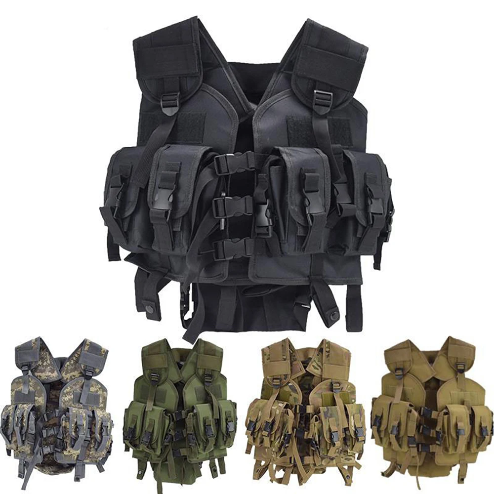 Outdoor Full Coverage Black 1000d Nylon Camo Armored Vest Plate Carrier Tactical Vest