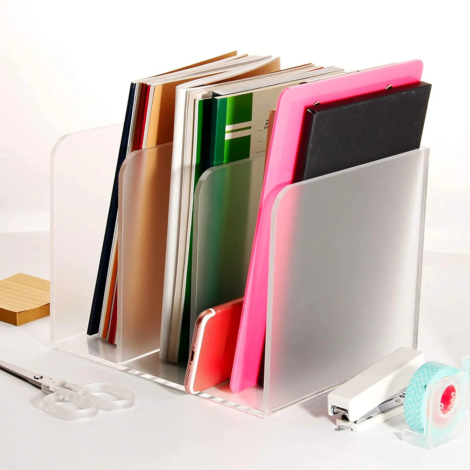 Clear Acrylic Magazine File Holder,Desk Organizers and Accessories, Book Stand Rack for Office Organization,  Fits 9 x 12 inch