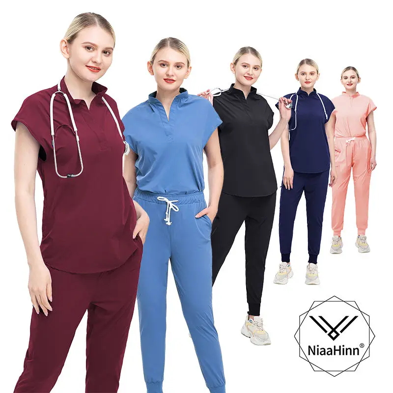 Soft and Comfortable Polyester Rayon Spandex Nurse Scrubs Uniform Spa Salon Scrub Suit Uniform Philippines for Women
